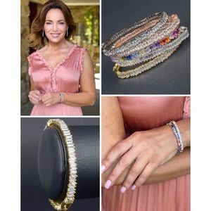 NIB STAGGERED CZ BAGUETTE BANGLE BRACELET NEW IN BOX